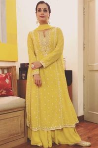 DAZZLING--NEW--EMBROIDERY ON LONG KAMEEZ , STYLISH SARARA DRESS--for Party-WEAR/WEDDING @ 2021 - Product Image 2