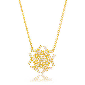 เครื่องประดับสร้อยคอเพทายดีไซน์เกล็ดหิมะจี้เงินแท้ 925 ทําด้วยมือขายส่ง - Product Image 3