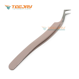 TEEJAY Baby Pink Powder Coated Stainless Steel Duck Shape 90 Degree Tweezer Smooth Tip Perfect Grip for Volume Eyelash - Product Image 2