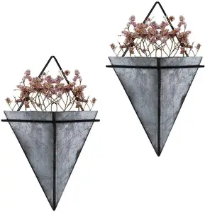 Wandbehang-Hahn-Pflanz gefäß aus verzinktem Metall für drinnen und draußen