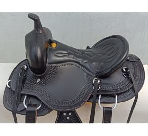 Selle de cheval en cuir Western Bull usinée à la main noire - Product Image 6