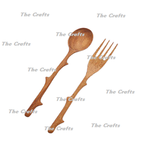 Juego de Cubiertos de Madera de Diseño Fantástico, Color Marrón, Juego de Cuchara y Tenedor de 2 Piezas, Juego de Cubiertos de Alta Calidad - Product Image 6