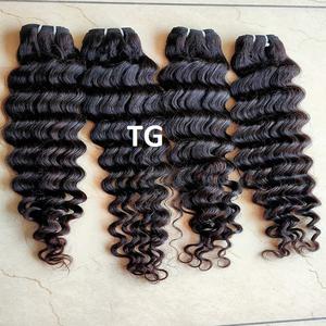 Raw Indian Temple Virgin 18 ''Lâche Vague Profonde Bundles Extensions Unique Donneur Cheveux Double Machine Trame Fournisseur En Gros Remy - Product Image 3