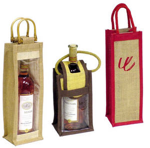 Bolsa de yute de botella de vino con logotipo impreso personalizado para fines promocionales - Product Image 2