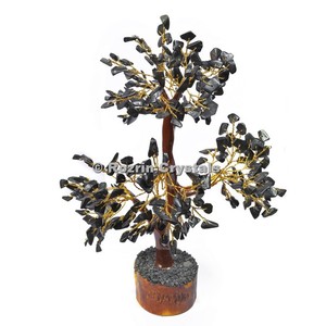 100% Natural <b>Crystal</b> <b>Tree</b> - Black Jasper Trunk Golden wire 300 chips <b>Tree</b> - Product Image 2