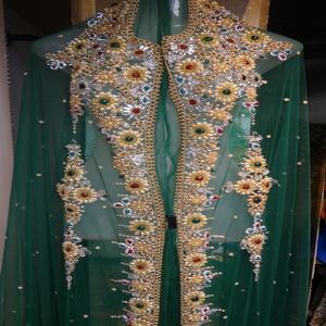 Tela de caftán Takchita marroquí sin coser de diseñador indio, chaqueta caftán sin coser - Product Image 6