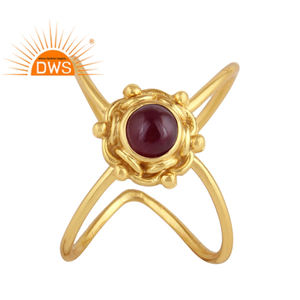 เครื่องประดับอัญมณีทับทิมธรรมชาติแหวนชุบทองสำหรับผู้หญิงคอลเลกชันคลาสสิก - Product Image 1
