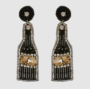 Boucles d'oreilles brodées de perles de graine de bouteille de vin faites à la main pour femmes et filles avec perle, fêtes de mariage principales, usage domestique, Inde directe - Product Image 1