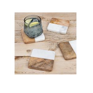 Sous-verre en pierre en bois de marbre Ensemble de sous-verre pour la fête pour boire de l'eau utiliser sous-verre pour tapis et tampons - Product Image 1