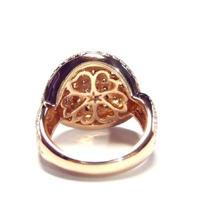 Anillos de cóctel de oro rosa de 18 quilates con diamantes marrones champán auténticos, diseño clásico en forma de paz, atractivos y elegantes para fiestas femeninas. - Product Image 3