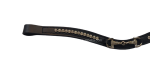 BANDAS PARA CEJAS DE CABALLO DE CUERO DE ALTA CALIDAD CON CRISTALES DE PEDRERÍA BLING CHAIN BRIDLE BROW BAND TODOS LOS TAMAÑOS - Product Image 3