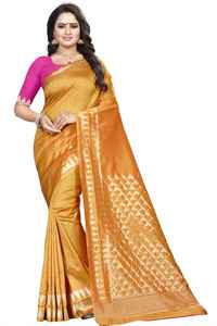 Sari en soie Banarasi, vêtement ethnique, avec travail de zari et designs modernes pour les tenues décontractées et les fêtes - Product Image 4