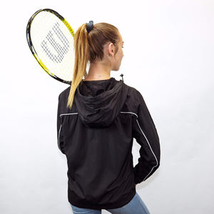 แจ็กเก็ตเนื้อนิ่มสำหรับออกกำลังกายแบบบางของผู้หญิงผ้าแคนวาสแบบระบายอากาศได้มีฮู้ดน้ำหนักเบาสำหรับกลางแจ้งในฤดูหนาว - Product Image 5