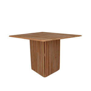 Table à manger en bois massif, mobilier de salle à manger en teck carré, 12 pièces - Product Image 3