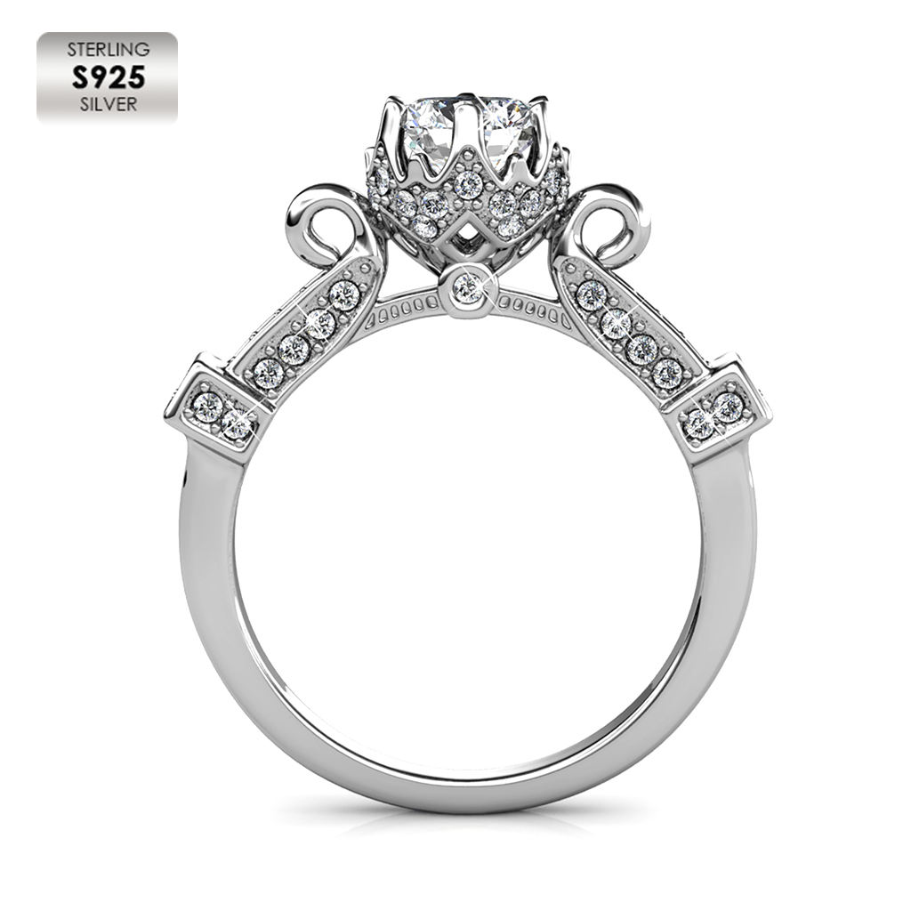 S925 with 18K white gold plated luxury ring