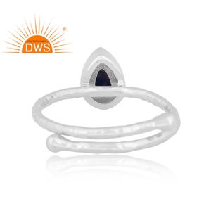 925 argent Sterling fin naturel Lapis Lazuli pierres précieuses bague empilable bijoux pour femmes cadeau pour elle - Product Image 4