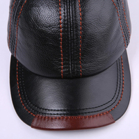 Casquette de Baseball en cuir véritable pour hommes, chapeau noir en cuir de vache, casquette à visière ajustable, automne et hiver 2019