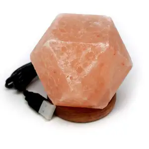 Lampada di sale a forma di diamante fatta a mano USB/mini lampada di sale dell'himalaya