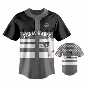 Maillots de baseball PIHA SPORTS, dernier design, polyester respirant, motif étoiles noires, col en V, été, pour hommes, personnalisable - Product Image 3