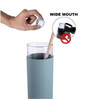 Tasse à manche en Silicone Portable de haute qualité, couvercle en bambou, gobelet en verre, bouteille d'eau en verre, paille