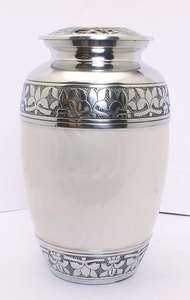 Urne de crémation classique avec bande agréable de couleur argent conteneur de cendres humaines pures adultes de qualité supérieure urnes funéraires en métal durables - Product Image 5