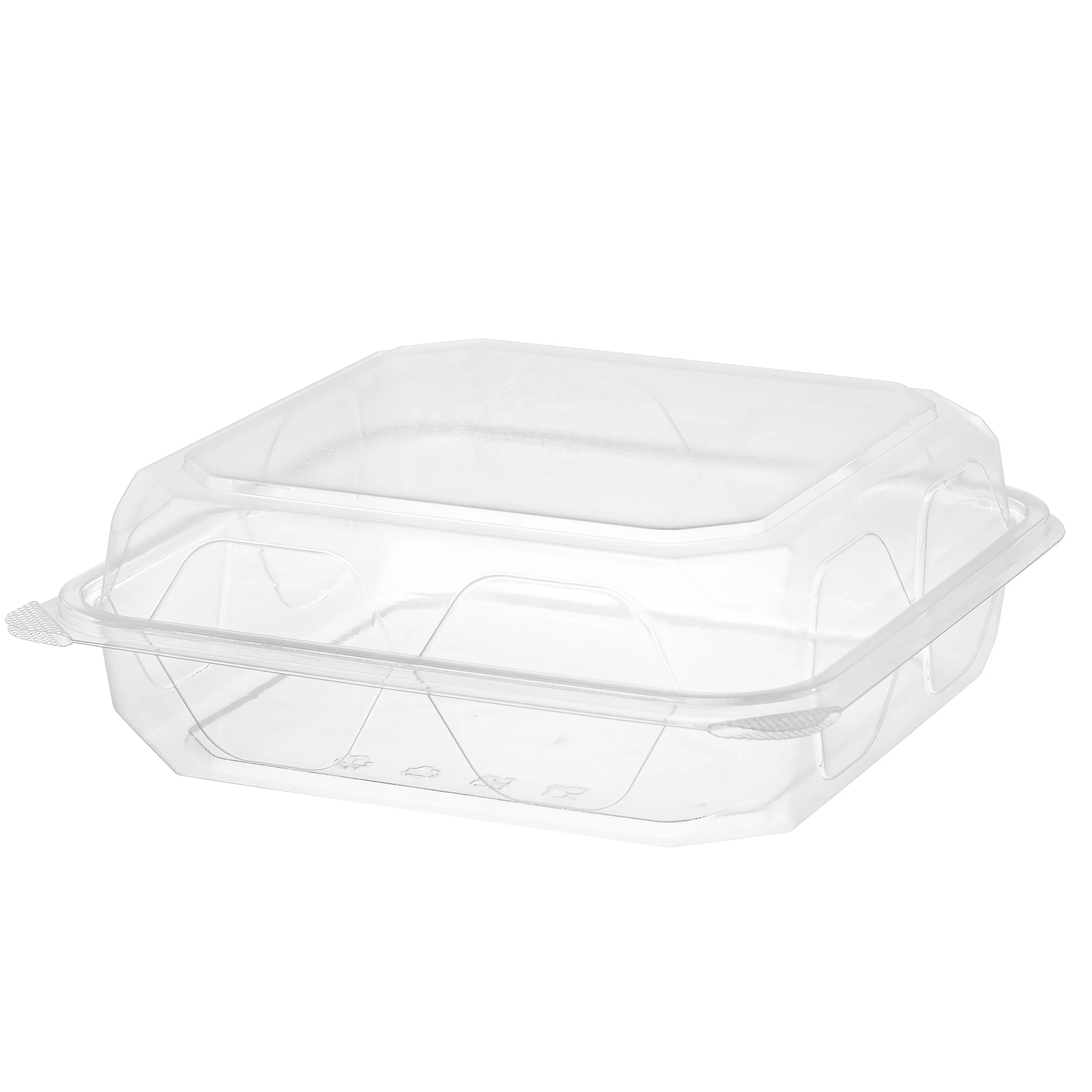 Recipientes de alimentos plásticos descartáveis, design concise transparente dobradiça bandeja