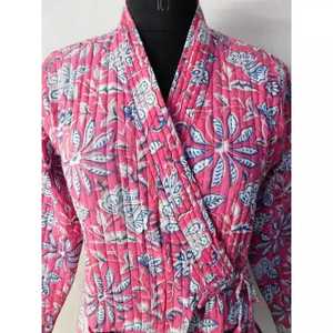 Veste réversible matelassée en coton pour femmes, imprimée à la main, avec 2 poches, pour l'automne, l'hiver et le printemps, veste matelassée faite à la main - Product Image 3