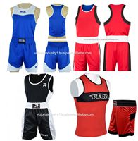 Ensemble de boxe personnalisable pas cher avec logo sur mesure, short et gilet confortables en polyester/satin de haute qualité, unisexe, adultes, Pakistan