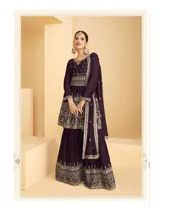 Georgette com bordado de qualidade premium, conjunto de roupas tradicionais indianos com fabricação indiana e baixa taxa