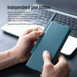 Nillkin — étui à rabat en cuir pour <span class=keywords><strong>samsung</strong></span> galaxy z, étui pliable <span class=keywords><strong>3</strong></span> <span class=keywords><strong>avec</strong></span> porte-stylo, de luxe, résistant aux chocs, couleur verte et noire - Product Image 4