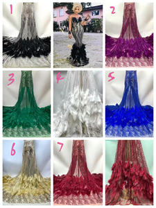 Tassel Heavy <strong>Tissu</strong> Dentelle Gold Sequence Fabric Mesh Lace Fabric - Product Image 6