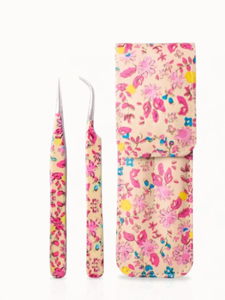 2 pièces de pinces à cils en acier inoxydable-Conceptions personnalisées-Pinces droites et incurvées-Ensemble assorti - Product Image 5