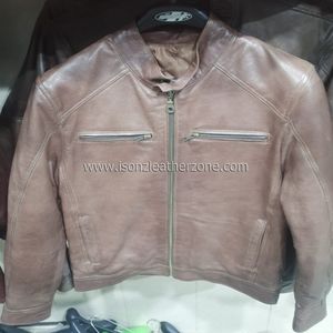 Veste en cuir noir vintage pour moto en cuir de vachette avec bandes blanches, protection CE et version simple - Product Image 6