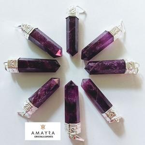 Pendentif crayon améthyste, pendentifs Chakra à vendre, collier Agate de cristaux Amayra, inde, vente en gros - Product Image 1