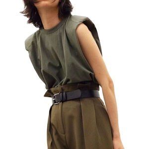 Women Fashion Cotton T-shirt Vintage O-Neck Sleeveless <b>Tops</b> Casual Girls Streetwear T-shirts - Product Image 1