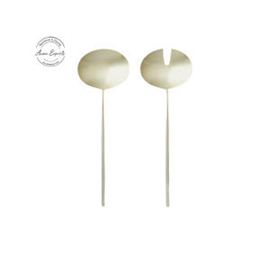 Elegante juego de servidor de ensalada de plata mate con diseño de cuchara ancha perfecto para alojamiento de mesa de comedor y decoración de cocina moderna - Product Image 1