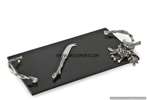 Bandeja elegante de Color blanco de diseñador de decoración de Color de lujo con asa de latón Bandeja de servicio de decoración de forma rectangular para el hogar del hotel - Product Image 3