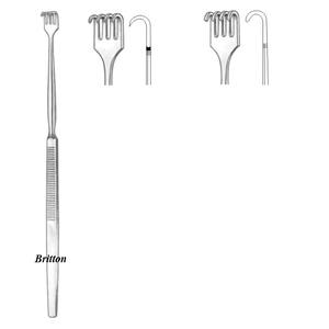 BRITTON BI-105-0829 Retractor Manual de Acero Inoxidable de Alta Calidad de 16 cm, Juego de 4 Puntas Afiladas/Inocas, Equipo para Cirugía Menor, CE - Product Image 1