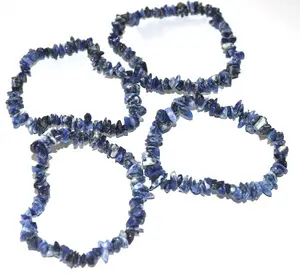 Natural Sodalite Chips <b>Bracelet</b> Handmade Healing Crystal Gemstone <b>Bracelet</b> for Women and Men Jewelry - Product Image 1