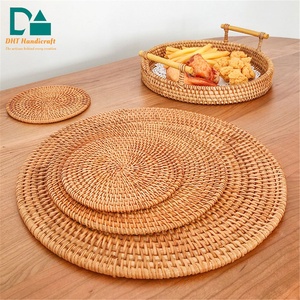 High Quality Indoor Home Furniture Rattan <b>Wicker</b> Material Modern Appearance Traditional Design Style Rattan <b>Placemat</b> - Product Image 1