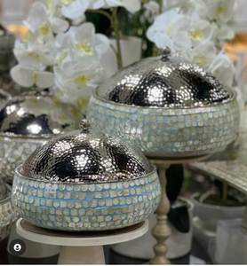 Fregona de madera de mango de estilo árabe, cuenco de Metal con incrustaciones para servir postres o almacenar alimentos para Ramadán Eid o bodas - Product Image 4