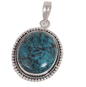 Colgante de plata de ley 925 hecho a mano, joyería de piedras preciosas turquesa, precio de fábrica al por mayor - Product Image 1