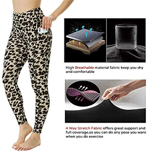 Collants de Yoga imprimé léopard, taille haute, pour femmes, pantalons d'entraînement, poche, froissé sur les fesses, ensemble de Fitness, vêtements, - Product Image 6