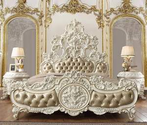 Ensembles de meubles de chambre à coucher de style italien classique antique cadre de lit sculpté en bois Design en bois - Product Image 1