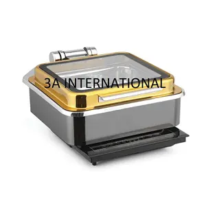 Unique Design Food Warmer Decorative Electric Buffet Gold Plated Chafing Dish Supplier From India