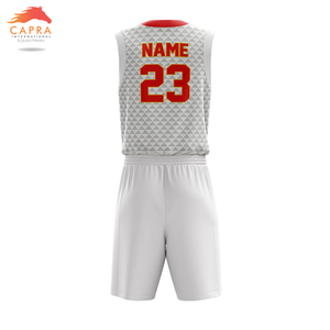 Uniforme de basket-ball respirant sur mesure, grande taille, avec motifs triangulaires sublimés antibactériens pour équipes adultes unisexes - Product Image 3