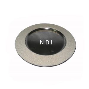 Placa de cargador de acero inoxidable con Servidor de alimentos redondeado Decoración de borde con cuentas de cristal ecológica Pedido mínimo 100 piezas - Product Image 5