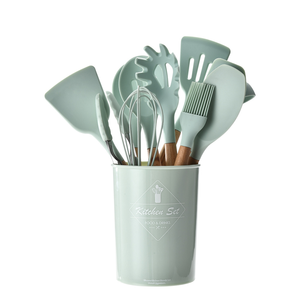 Juego de utensilios de cocina <span class=keywords><strong>profesional</strong></span> Espátula de <span class=keywords><strong>silicona</strong></span> resistente al calor con soporte de mango de madera Apto para lavavajillas Tamaño M - Product Image 2