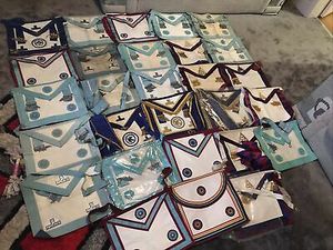 Wholesale OES Masonic Regalia Hand Embroidery Master Mason <b>Apron</b> Silver Bullion Wire Masonic White <b>Apron</b> - Product Image 5