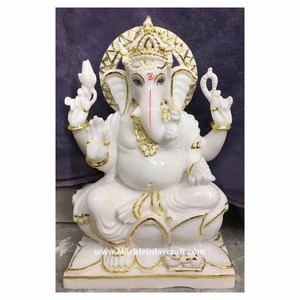 White Marble Ganesha <b>Statue</b> For Worship - Product Image 1